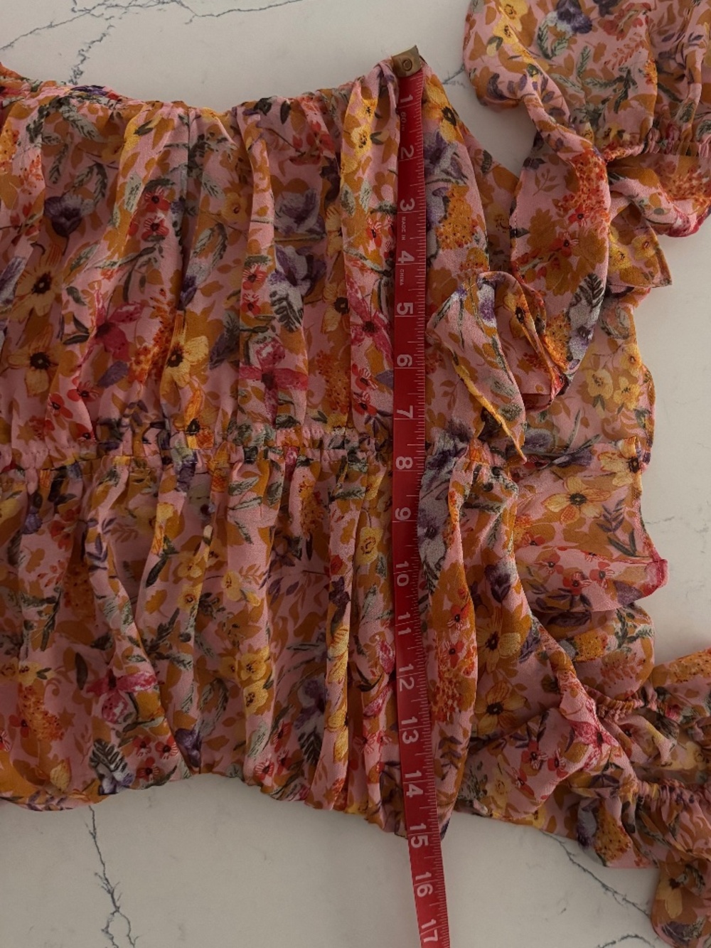 Astr Floral Ruffled Hi-Low Dress in Peach Multi - Picture 7 of 8